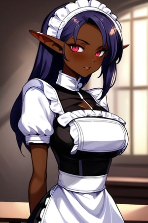 Dark elf, maid uniform dark skin, darkelfrpg