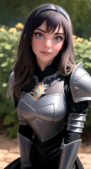 centered, upper body, award winning upper body portrait, (detailed face), (beautiful detailed eyes:1.2), | solo, knight woman, (black knight tight armor), symetrical and detailed armor, | fantasy town, medieval, european street, | bokeh, depht of field, | hyperealistic shadows, smooth detailed, blurred background,cassdawnlvl1