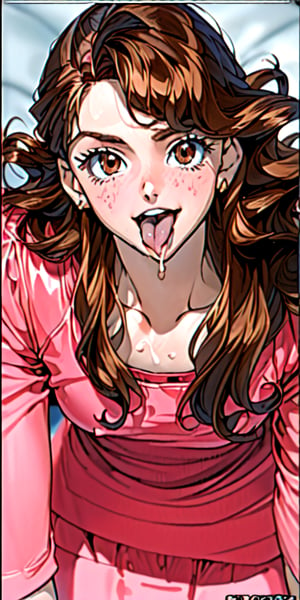 ((((fashion 90's))), (((lovely smile))), ((((90's anime art style))) (((90´s hairstyle))) 1girl, young, (((25 years age))), Short stature, 1.70 mts stature, relaxed face and attitude, (summer) ((((wavy brown hair))))  ,doggystyle,mtu virus,licking my dick