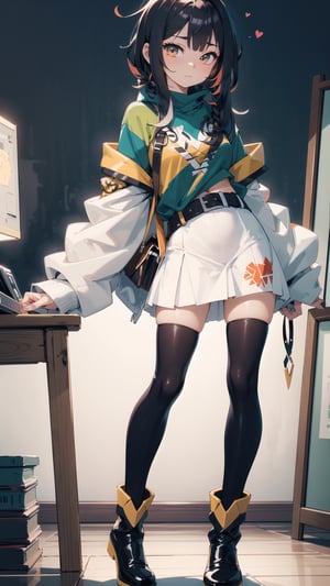 (dinamic pose), Megumin, full body, 
oversized sweatshirt, skirt,
Surround her with soft and ambient lighting to set a tranquil mood. and her stunning white, black, and multicolored hair in highly detailed Make use of vibrant colors to bring this masterpiece to life, with exceptional artistry and a touch of elegance. (freckles:0.8)