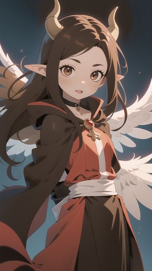 (dynamic pose), ((cute crimson red eyes)), almond lips, choker, angel wings, horns, arms behind the back, black cloak, Elf's ears



EnvyBeautyMix23,KunoTsubakiv1,EnvyBeautyMix23,asuna yuuki,long hair,brown hair,(brown eyes:2)