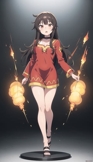 full body, megumin with surprised expression, explosive hair, dark dragon figure in the background of the image




,niji6,KunoTsubakiv1