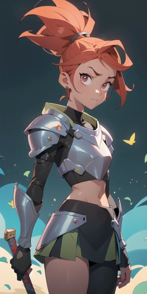 (android wallpaper), (war pose), (face of a 20 year old girl, body of a 20 year old girl), holding a sword, crimson red eyes, bob style hair, female knight, armor, flying, , miniskirt, horror style, area lighting,KunoTsubakiv1,EnvyBeautyMix23,MAWSLoisLane,frankie_wai