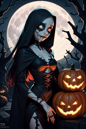 Jack Skellington, Halloween, The Nightmare Before Christmas, Tim Burton, Bat, Full Moon, Jack-O-Lantern, Amazing Artwork