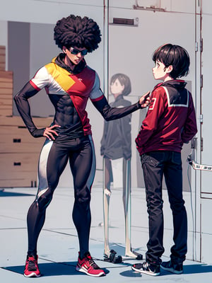 1 boy standing at a distance, arguing with dynamic gestures with the girl in front of him.,Garnet, GaSut