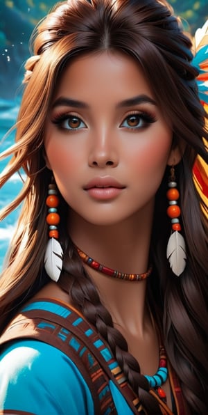 avatar: last airbender'd love you to go find this cute  while looking down and meditating, do your, in the style of edward cucuel, vibrant colorism, joe madureira, anime aesthetic, photo-realistic, idealized native americans, dark brown and cyan