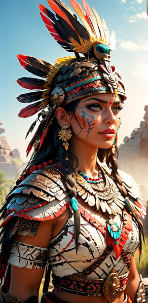 cinematic photography,(full closeup portrait:1.5), (a warrior wearing an aztec headpiece,  voloptuouse body), a ruin battlefield background,field,sunshine rays backlighting,(masterpiece:1.2),intricate,(best quality, extremely detailed:1.5), thick volumetric [soft neon glow|black] fog,soft volumetric moonlight,realistic ambient (best image,best quality:1.5),(best render:1.5), unreal engine, shallow focus, depth of field, (eye and lip highlights:1.5),(high constrast),(realistic textures),(realistic expression)