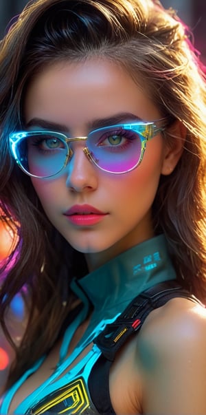 Similar graph, a cyberpunk girl, Wear clear neon glasses, cyberpunk., golden ratio details, 32k uhd, fantasy, cyberpunk, intricate, decadent, highly detailed, digital painting, ever after high, octane render, artstation, concept art, smooth, sharp focus, illustration, art by artgerm, loish, wlop. (heartwarming, uplifting, charming), (UHD, masterpiece, detailed eyes, detailed face, highest quality), (light leaks, subsurface scattering, rim light, beautiful lighting and shading, deep background, vibrant complementary colors, sharp focus)