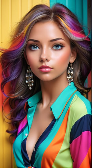 High-resolution color art portrait, colorful clothes, beautiful background