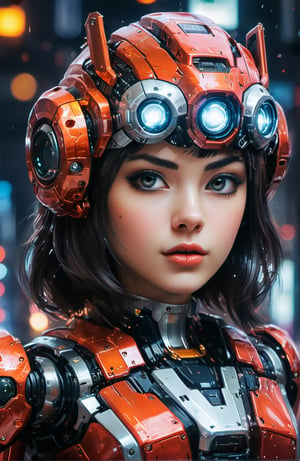 35 years old, Robot, Female, eye reflections, magical, detailed hair, shiny hair, detailed skin, detailed clothes, john berkey, lois van baarle, ilya kuvshinov, 1/100 shutter speed, ISO 800, HDR, UHD, DSLR, highly detailed, hyper-realistic
,机甲