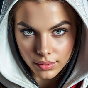 Female, woman, assassin creed, assassin, face close up, beautiful face, adorable face, cute face, Closeup, hoodie on head, lovely face, historical portrait
UHD, HDR, Ultra High quality details,8k