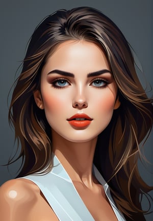 Radial symmetry. Beautiful woman. fine detail, atmospheric, vivid tones, sharp focus, sharp edges, art by fantasy, dreamy, side view. vector illustration, 2d flat, full length. centered, by dark. sleek, modern, minimalist, graphic, line art, radial vector graphics. Open eyes