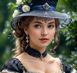 Beautiful woman, the most detailed portrait, the best quality 8k Wonderful woman of the Victorian era walks along the park style of the artist Razumov, Volegov, Miki Asai Macro photography, close-up, hyper detailed, trending on artstation, sharp focus, studio photo, intricate details, highly detailed, by greg rutkowski
