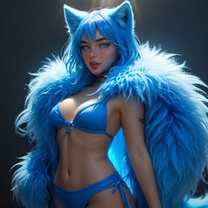 Loona, Sexy Female, Anthro, Wolf, Anime Style, flourescent lights, 2 toned split hair black and blue, large fluffy tail, fully clothed, Full body, female, high-resolution, details, quality. Epic. sexy, illustration, dynamic. bright, Epic, Daytime, controling the elements, 2 tone fur colors, beauty, trippy, sun beauty, yiff art, Hyper realistic, photo realistic, and 8k, HD, Full photo detail, best quality, highest quality, masterpiece, absurd resolution, high resolution, Ultra HD, super-resolution, megapixel, ultra-realistic, clean picture, smooth picture, high details, high intricate details, an absurd detail, good Quality