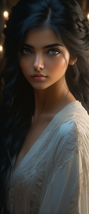 girl with black hair, masterpiece, best quality, ultra-detailed, cinematic beautiful lighting, intricate details, looking at viewer, depth of field