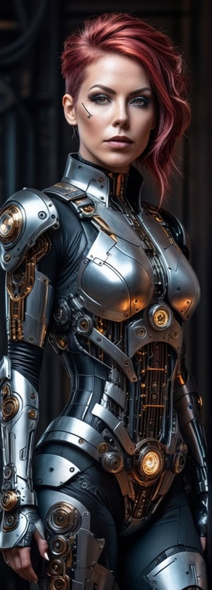 full body cyborg| full-length portrait| detailed face| symmetric| steampunk| cyberpunk| cyborg| intricate detailed| to scale| hyperrealistic| cinematic lighting| digital art