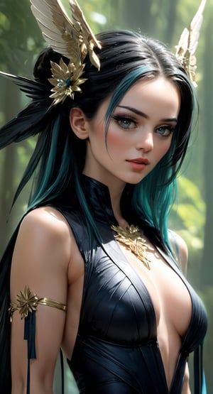 closeup a beautiful cinematic sexy female seraphim geisha, fantasy forest landscape, fantasy magic, undercut hairstyle, short red black fade hair, dark light night, intricate, elegant, sharp focus, illustration, highly detailed, digital painting, concept art, matte, art by WLOP and Artgerm and Greg Rutkowski and Alphonse Mucha, masterpiece, sf, intricate artwork masterpiece, ominous, matte painting movie poster, golden ratio, trending on cgsociety, intricate, epic, trending on artstation, by artgerm, h. r. giger and beksinski, highly detailed, vibrant, production cinematic character render, ultra high quality model, outer space, vanishing point, super highway, high speed, digital render, digital painting, beeple, noah bradley, cyril roland, ross tran, trending on artstation