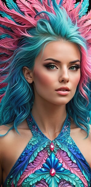 (masterpiece, top quality, best quality, official art, beautiful and aesthetic:1.2),(1woman),upper body,([pink|blue] hair:1.5),extreme detailed,(fractal art:1.3),(colorful:1.5),highest detail