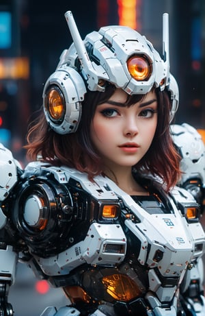 35 years old, Robot, Female, eye reflections, magical, detailed hair, shiny hair, detailed skin, detailed clothes, john berkey, lois van baarle, ilya kuvshinov, 1/100 shutter speed, ISO 800, HDR, UHD, DSLR, highly detailed, hyper-realistic
,机甲