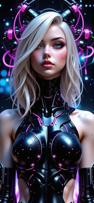 a fullbody of a woman with a head full of wires, karol bak uhd, beautiful digital artwork, blonde girl in a cosmic dress, 4k highly detailed digital art, digital art fantasy, digital art fantasy art, gorgeous digital art, digital fantasy art ), detailed fantasy digital art, digital fantasy art, beautiful sci fi art, cyborg goddess in cosmos, interstellar background scenery,FLUXCyberpunknime,REALNIME, QTGIRLREAL