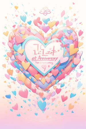 Beautiful heart logo design, unique and gorgeous blessing, decorative text:’’Tensor Art’’, text:’’1st Anniversary’’