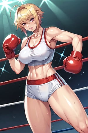 score_9, score_8_up, score_7_up, score_6_up, BREAK source_anime, by aoi nagisa \(metalder\), 1girl, tank top, boxing girl, boxing ring, short, boxing gloves, masterpiece, best quality, very aesthetic, absurdres