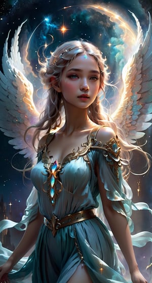 Ethereal fantasy concept art of a girl - magnificent, celestial, ethereal, painterly, epic, majestic, magical, fantasy art, cover art, dreamy.
,AngelicStyle