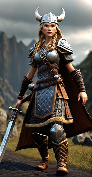 Epic Viking Warrior Girl 3D Game Character Model**: Conquer the realms as a fierce Viking warrior, adorned in traditional Norse armor and epic Nordic landscapes.
,HellAI