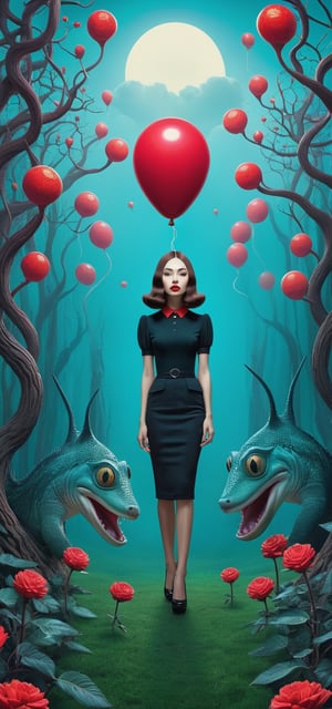 In the style of "Pop Surrealism": A pop surrealist portrayal of Daria Stavrovich (Narkis) and Aleksandr Ivanov (Chaif), blending pop culture references with surrealistic elements.
