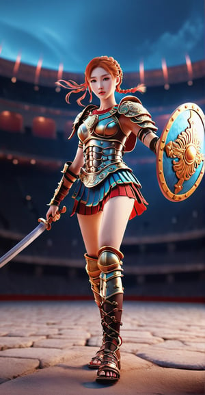 Roman Gladiator Girl 3D Game Character Model**: Enter the arena as a valiant Roman gladiator, equipped with iconic weaponry and ancient colosseum settings.
,huayu,candyseul,mythical clouds,neon photography style