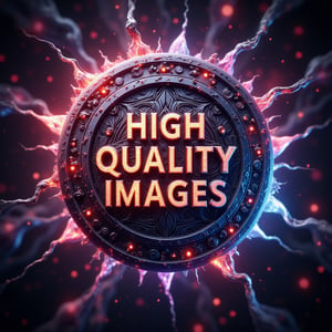 Energetic text "High quality images" centered in the frame, surrounded by a vibrant aura. A 3D craft-designed logo takes pride of place, its intricate details gleaming in ULTRA-high definition (8K). NFT-inspired aesthetics radiate energy and dynamism, as if the very essence of creativity has been distilled into this stunning digital art piece.