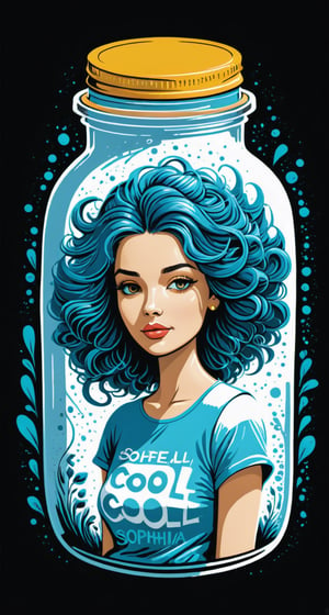 Typographic art featuring & perfect text "Cool Sophia". Stylized, intricate, detailed, artistic, text-based.,tshirt design,Leonardo Style,in a jar