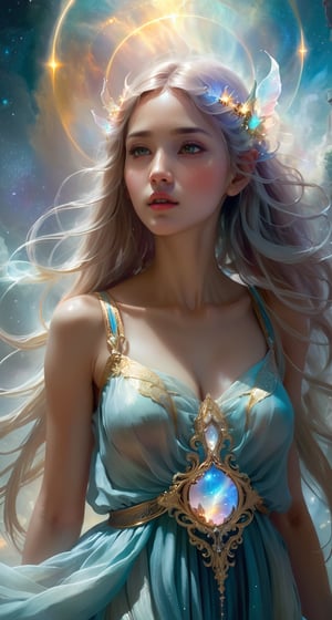 Ethereal fantasy concept art of a girl - magnificent, celestial, ethereal, painterly, epic, majestic, magical, fantasy art, cover art, dreamy.
