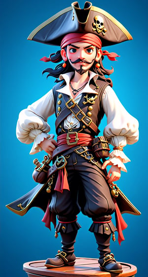Pirate-Themed 3D Game Character Model**: Sail the high seas with this swashbuckling character, featuring intricate pirate attire and a ship deck setting.
,HellAI