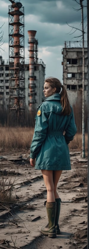 The sign text "I'M Stalker" / A very beautiful,instagram model, stalker girl in the Chernobyl exclusion zone, ultra realistic,extreme cinematic shot,master bottom view post, punk & post soviet styles, award winning photo, 8K, HD wallpapers,realistic lighting,shadow & details, mega quality,surreal world
, ,More Detail,Text, cinematic moviemaker style