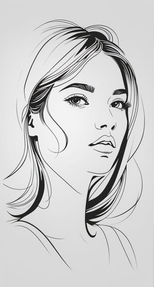 Line art drawing of a girl - professional, sleek, modern, minimalist, graphic, line art, vector graphics.
