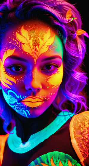  Texture top-down close-up of a girl.,blacklight makeup,SteelHeartQuiron character