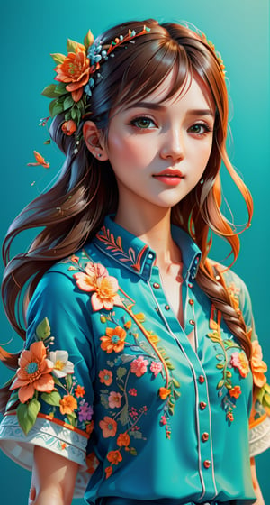 Isometric style representation of a girl - vibrant, beautiful, crisp, detailed, ultra detailed, intricate.
