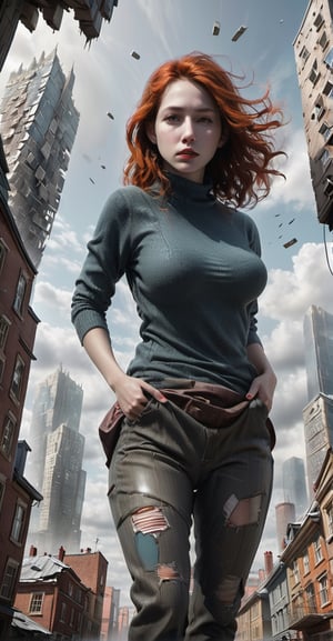 Abstract Dystopia: Giantess surrounded by distorted buildings, the cityscape a surreal representation of a dystopian world, where reality itself seems fractured.
,aw0k