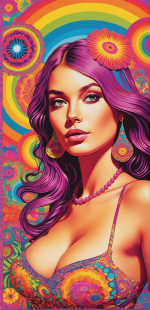 Psychedelic Soiree: Immerse yourself in a psychedelic soiree with hyperrealistic portrayals of vibrant female characters on a trippy midjourney, designed for psychedelic poster and sticker art. Slogan: "Groovy Gal."
,p3rfect boobs