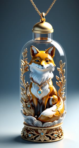 Breathtaking 3D model of a girl - award-winning, professional, highly detailed.,in a jar,Spirit Fox Pendant