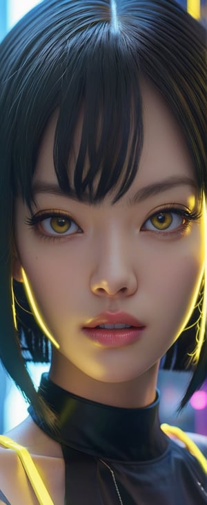 Beautiful cyberpunk futuristic armed woman with black bob haircut, stunning body, smart eyes, body art, best feminine features,hyperdetalization, magical neon, dark yellow urban dynamic lighting HDR surround lighting Cinema 4D photorealistic,,hyper detailed,cell shaded,large anime eye,ultra detailed,soft lighting,long shot,highly detailed,
cinematic composition,intricate concept art,16k,intricate,intense shadows,sharp focus,trending on artstation,dramatic,cinematic,dynamic lighting,hyperrealism,medium shot,atmospheric lighting, large anime eye,4k,volumetric lighting,cinematic lighting,studio quality,extreme detail,hd
,jennierubyjenes