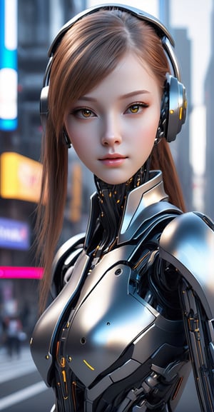 High-Tech Android Girl 3D Game Character Model**: Step into the future as a cutting-edge android, with sleek metallic design and futuristic cityscapes.
,cyborg style