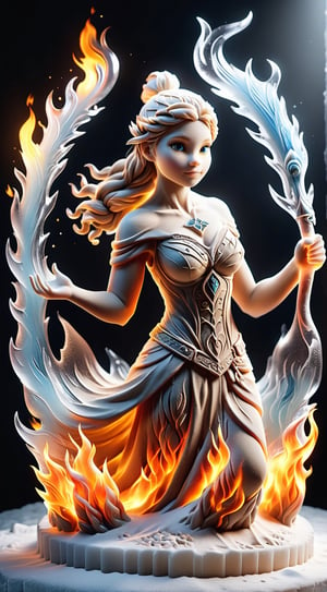 "Craft an artwork showcasing a girl of Nordic descent as part of an ice sculpture, blending her ethereal beauty with the transient nature of frozen art."
,DonMF1r3XL,fire element,ink art,ral-sand,cutepet,sticker