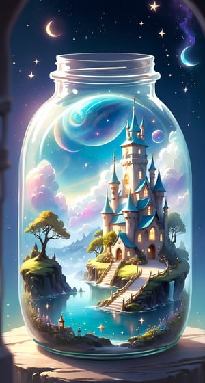 Ethereal Fantasy Concept Art**: A magnificent, celestial, and painterly representation of a dreamy and magical fantasy world.
,in a jar