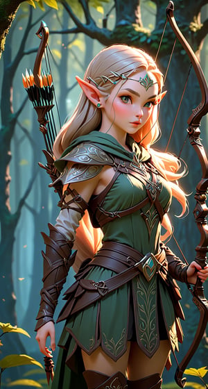 Mythic 3D Game Character Model**: Discover an elven archer with an intricately designed bow, set against a mystical forest backdrop in a high-fantasy style.
,6000