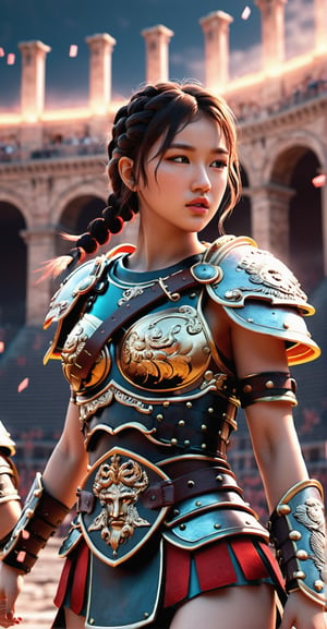 Roman Gladiator Girl 3D Game Character Model**: Enter the arena as a valiant Roman gladiator, equipped with iconic weaponry and ancient colosseum settings.
,huayu,candyseul,mythical clouds,neon photography style