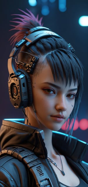 Professional 3D Model of a Cyberpunk Girl**: Meticulously crafted girl character, rendered in Octane with dramatic lighting, showcasing high-level detail.
,oni style