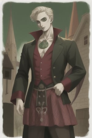 a skinny vampire called bartolomeu, 
he uses celtic clothes
