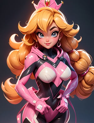 nijiv5,(masterpiece, best quality), Princess peach in the style of SM, (120R), ((spiderverse-suit)), 